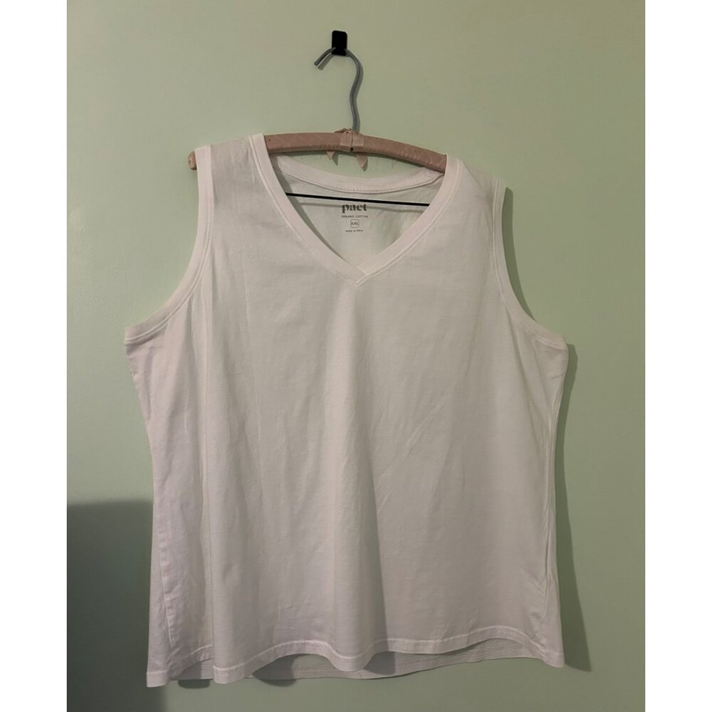 Pact White V-Neck Sleeveless Top